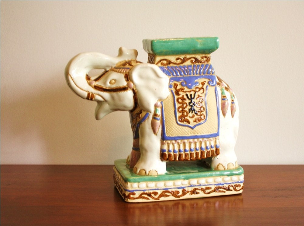 Vintage BABY SALE Large ceramic table elephant