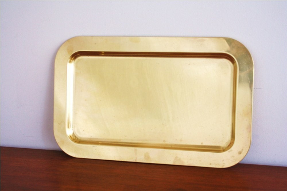 Vintage rectangular brass tray