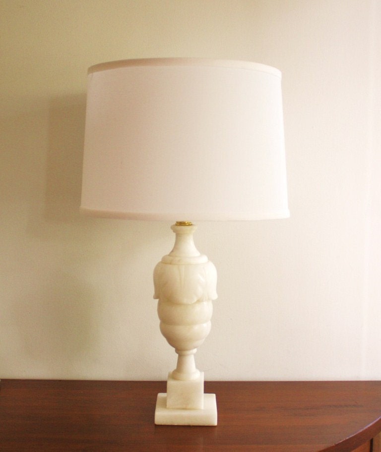 Vintage white marble table lamp