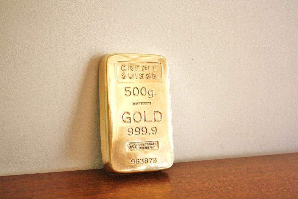 500g brass gold bar paperweight