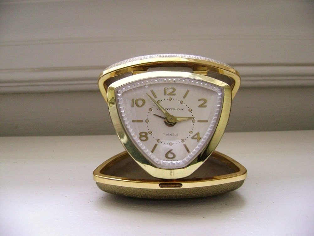 Vintage travel alarm clock Westclox seven by highstreetmarket