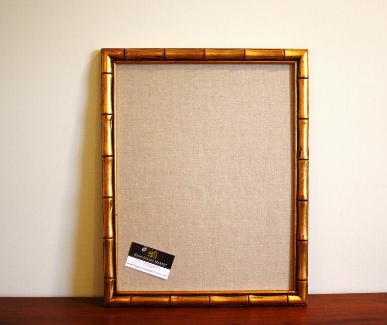 Bulletin board with vintage gold bamboo frame