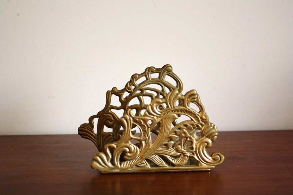Vintage brass napkin holder or mail sorter