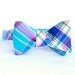 teal plaid freestyle bow tie