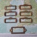 6 vintage distressed metal drawer label frames PLUS bonus larger one for projects or decor