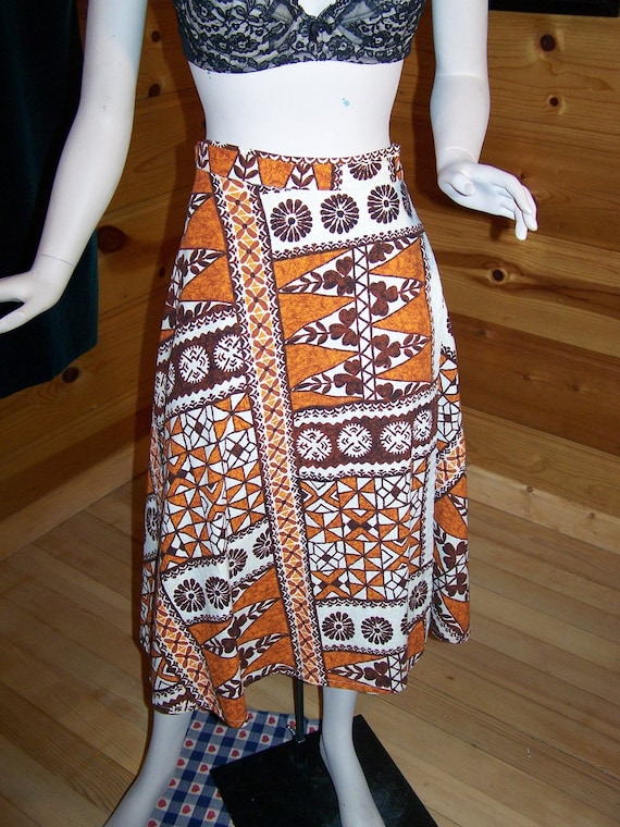 Vintage 70s Wrap Hippie Skirt by Tiki Togs Suva Fiji Waist 28