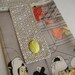 Japanese, geometric, red, yellow and white cotton purse with vintage yellow button