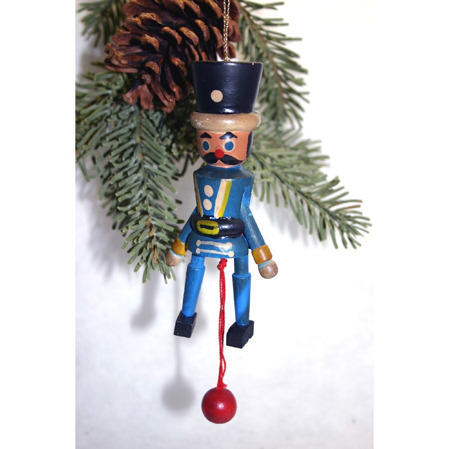 Vintage Wooden Nutcracker Soldier Christmas Tree Ornament