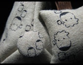 the mini package - Macro hand printed on unbleach cotton  