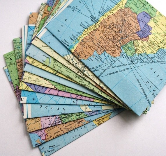 Items similar to Geography Map Lessons, Eco Friendly, Upcycled