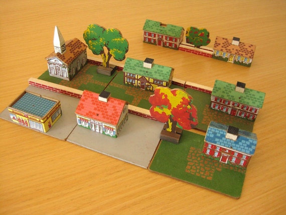 Little Keystone 1950's Wood Block Village