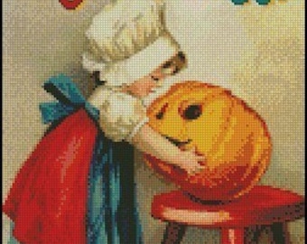 VINTAGE MERRY HALLOWEEN cross stitch pattern No.53