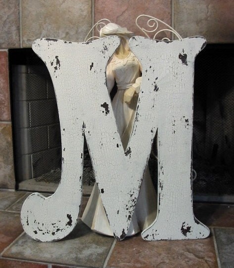 LETTER M Vintage Style 2 ft tall Wood Cut Out Signs Letters