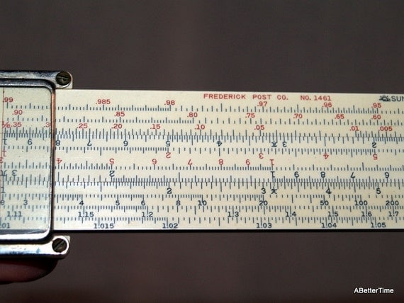 White vintage slide rule calculator by ABetterTime on Etsy