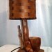 Vintage mid century modern cypress knee lamp with splint wood shade