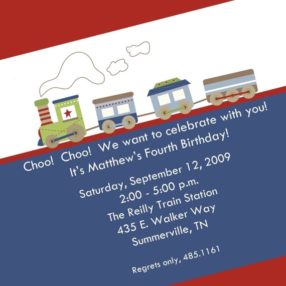 Items similar to Train Invitations, 12 5x7 Invitations and Envelopes ...