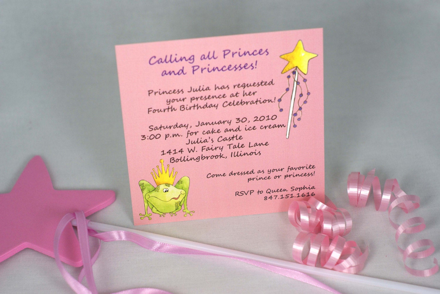 Princess Theme Birthday Party Invitation Custom by cardsbycarolyn