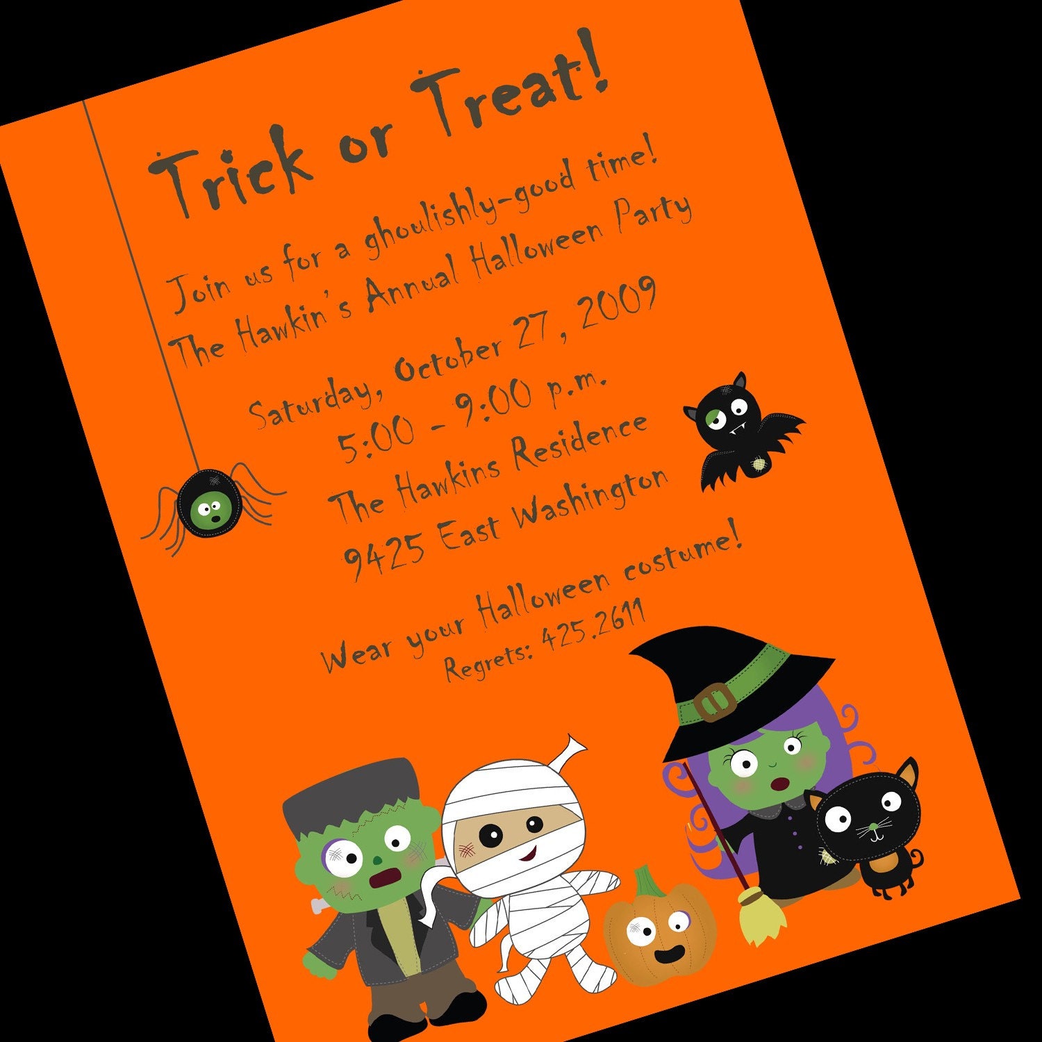 Printable Digital Halloween Party Invitation Custom Wording