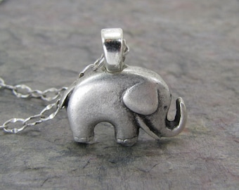 Elephant Necklace Antiqued Silver Jewelry Good luck Charm