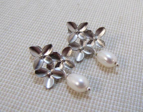 Items similar to Cherry Blossoms And Pearls Earrings on Etsy