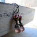 Frosted Glass Drops Earrings Amethyst Briolettes Berry Pink Purple
