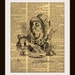 ALICE IN WONDERLAND MAD HATTER Print on Vintage Dictionary Page LARGE 8 x 10