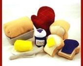 HOMEMADE BREAD - PDF Felt Food Pattern (Whole Loaf, Half Loaf, Slices, Butter and Dish, Jam, Bread Pan, Oven Mitt)