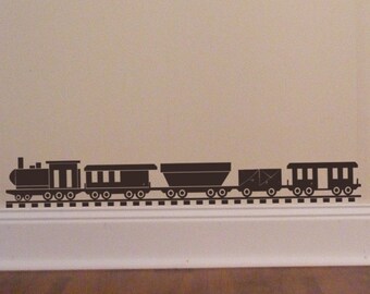 Choo Choo Train Set Vinyl Wall Decal Decorate A Toybox Boys Locomotive Bedroom Choo Choo Train Set Vinyl Wall Decal Decorate A Toybox Boys Locomotive Bedroom