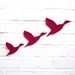 Ceramic wall art Flock flying ducks set of three Bright fuschia pink Home decor Wall ornament Modern retro artwork