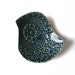 Lacy bird bowl in deep teal green ceramic pottery with vintage lace crochet texture Soap dish, candle or ring holder Housewarming gift ideas
