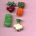 Group Of Four Realistic Buttons - Vegetables - 1940's