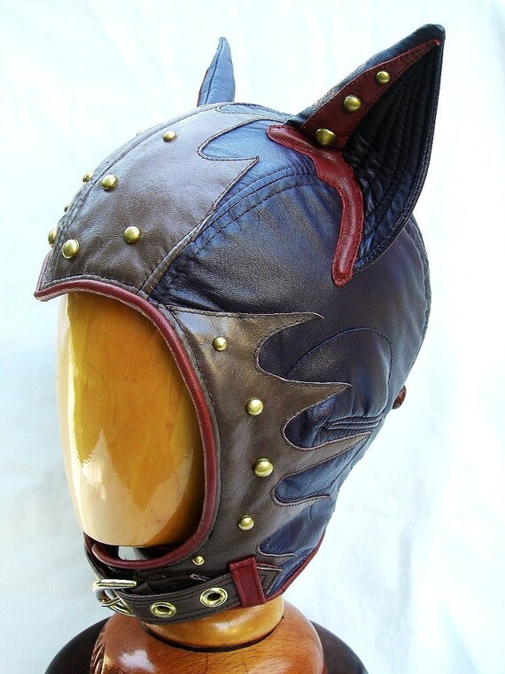 CatEar Aviator Hat in Plum/ Brown/ Rust Red Leather