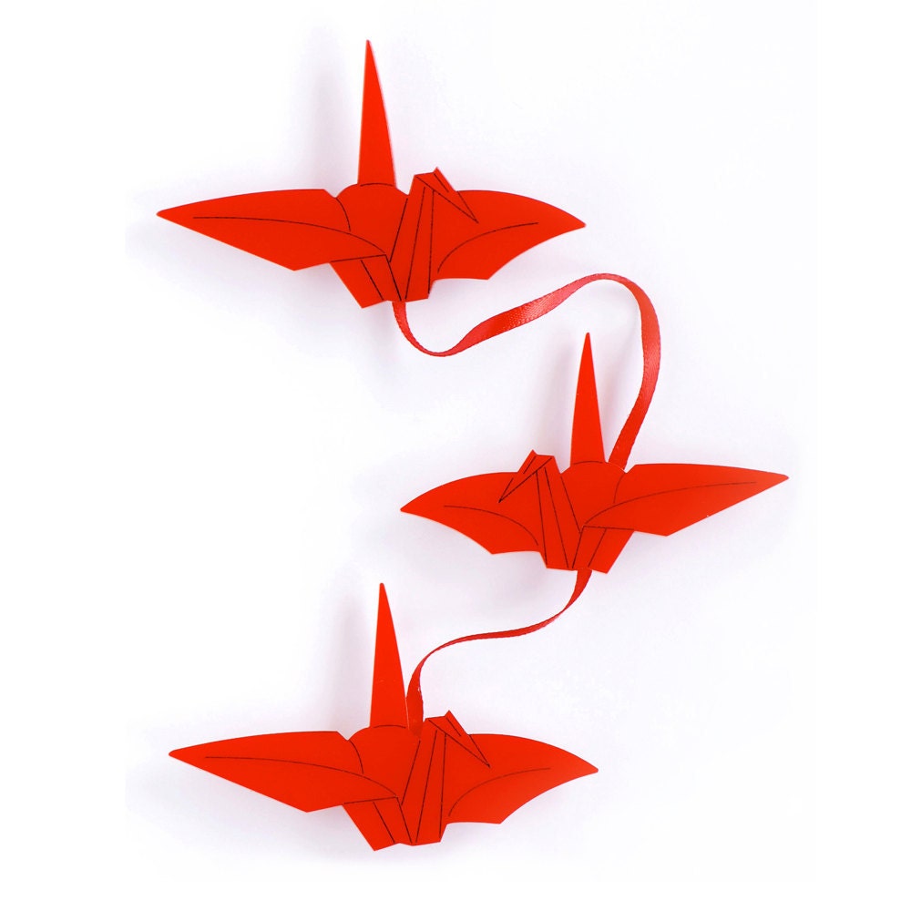 String of Origami Cranes Brooch