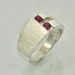 Burma Rubys in Siver Brush and High Polished Finish Ring