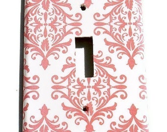 Wall Decor Light Switch Cover Switch Plate in Pink Damask (152S)