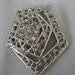 VINTAGE Pierced Silver Metal and Rhinestone Costume Jewelry Brooch