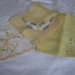 Lot of 3 VINTAGE Embroidered Cotton Yellow Handkerchiefs