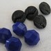 2 Sets of 4 VINTAGE Small Blue and Black Glass BUTTONS