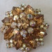 VINTAGE Light Amber and Aurora Borealis Rhinestone Costume JEWELRY Brooch