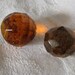 Lot of 2 Chunky VINTAGE Faceted Amber and Taupe Glass Round BUTTONS