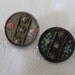 Lot of 2 Small ANTIQUE Painted Flower Cut Steel Metal BUTTONS