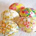 Easter Eggs, Yellow Easter Eggs, Decoupage Eggs, Origami Eggs, yellow and pink eggs