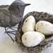 Small GLITTERED Painted Nest Eggs robins cream sepia brown speckled handmade