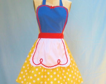 retro apron SNOW WHITE inspired retro APRON womens full costume aprons