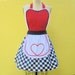 QUEEN Of HEARTS .... Retro 50s apron sexy hostess bridal shower gift womens flirty costume full aprons
