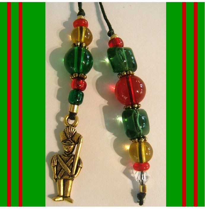 Book Thong Toy Soldier Christmas Charm Beaded Bookmark