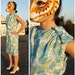 Vintage 60s Pastel Floral Wiggle Dress with Bow and Removable Button-up Tank 2 Piece Suit - sz S