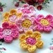 Crochet Flowers in Pink and Yellow