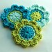 NEW Crochet Flowers in Duck egg blue, Turquoise and Lime