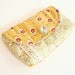 Little Yellow Floral Padded Pouch Small Camera Case Sparkly Button Velcro Closure Phone Case Red Faux Lace